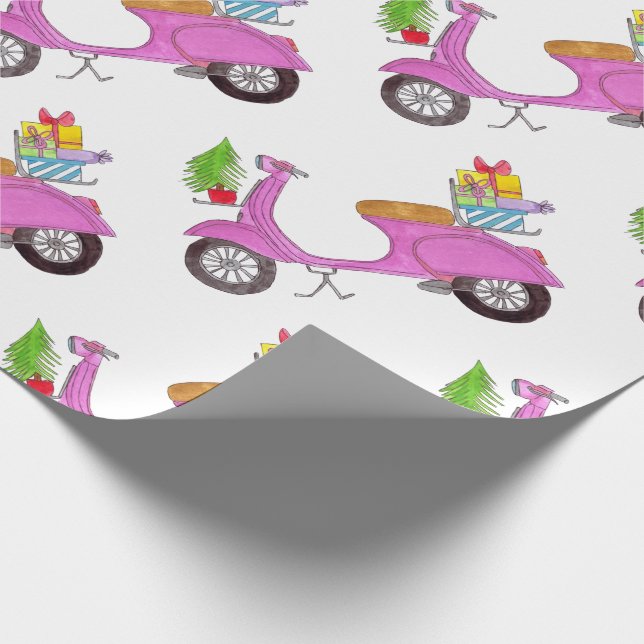 Cadeau Retrait à la main scooter de Noël Wrapper Papier (Coin)