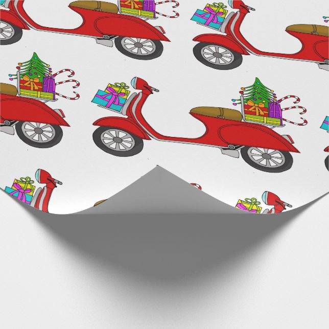Cadeau Retrait à la main scooter de Noël Wrapper Papier (Coin)