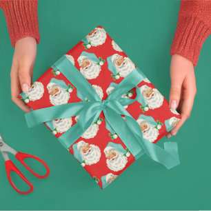 Cadeau Retro Aqua Père Noël sur le papier d'enveloppement
