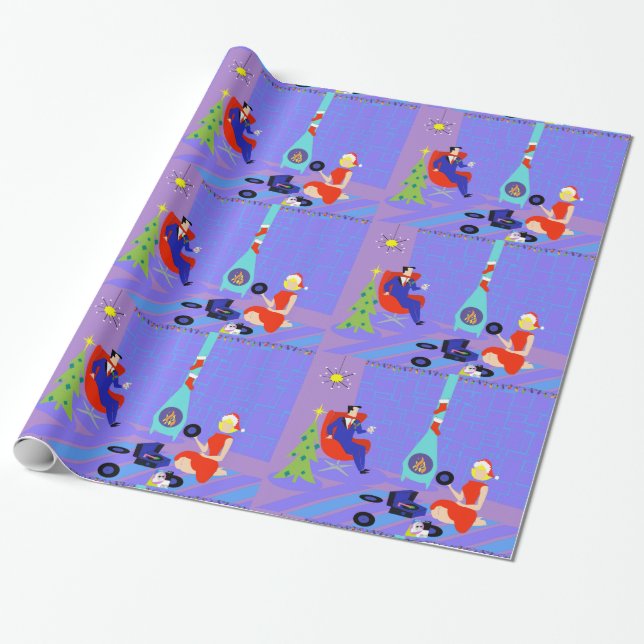 Cadeau Rétro maison pour le papier d'emballage de (Déroulé)