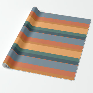 Cadeau Rétro papier d'emballage de rayure orange et bleue