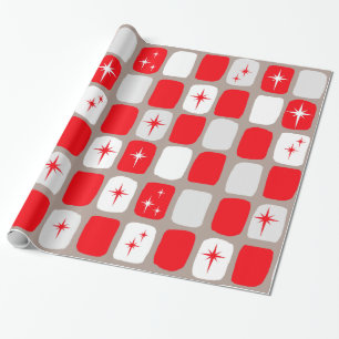 Cadeau Rétro papier d'emballage rouge de Starbursts (gro