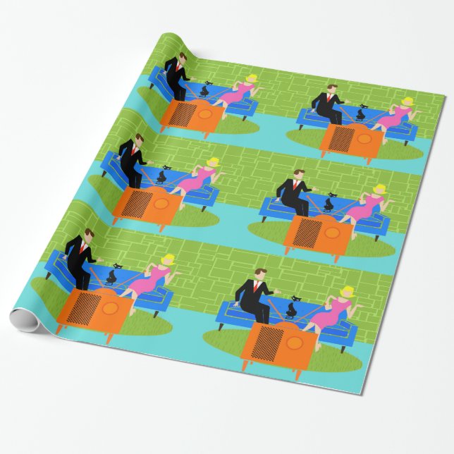 Cadeau Rétros ajouter au papier d'emballage de chat (Déroulé)