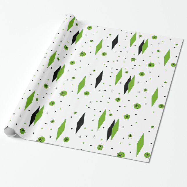 Cadeau Rétros diamants verts et papier d'emballage de (Déroulé)