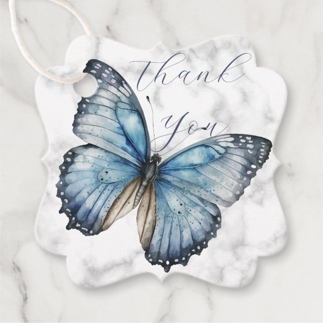Cadeau Romantique papillon bleu merci pour les étiquettes (Devant)