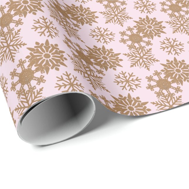 Cadeau Rose Clair| Papier d'érection de flocons d'neiges  (Coin rond)