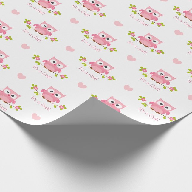 Cadeau Rose de bébé de papier d'emballage de hibou c'est (Coin)