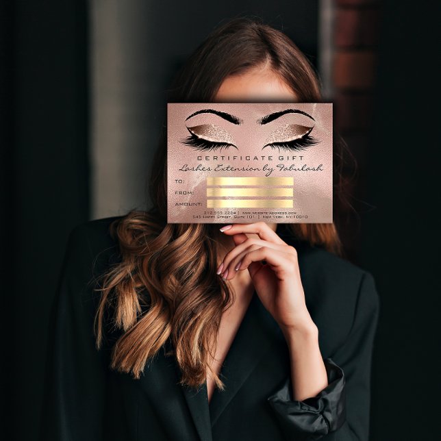 Cadeau Rose de maquillage d'or Certificat d'artist (Lashes Rose Gold Makeup Artist Certificate Gift )