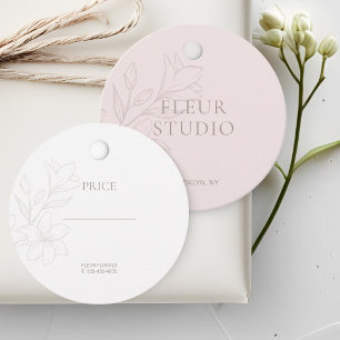Cadeau Rose pâle Étiquettes Prix Floral Minimal Chic