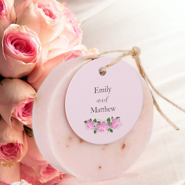 Cadeau Roses rose parfumé, Merci Mariage, Étiquettes cade (Créateur téléchargé)