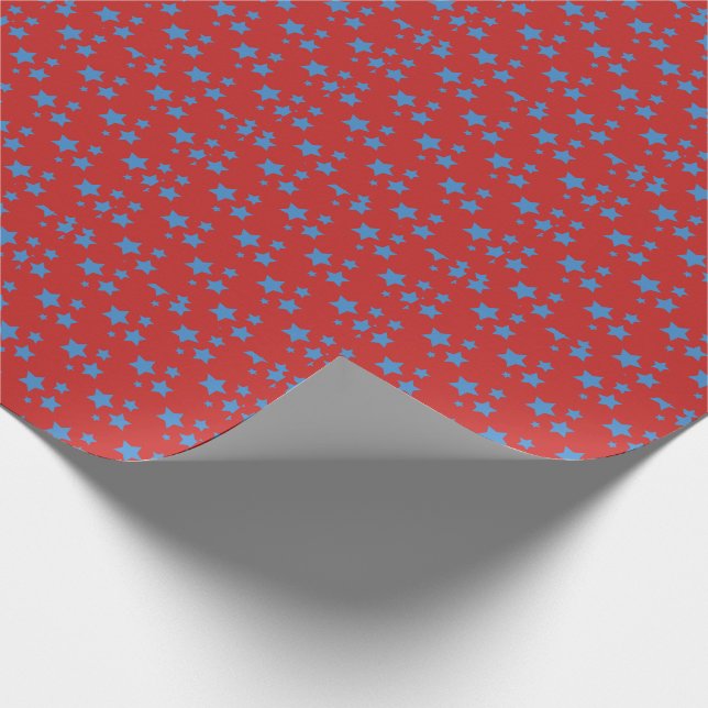 Cadeau Rouge Bleu Étoiles Design moderne Papier d'envelop (Coin)