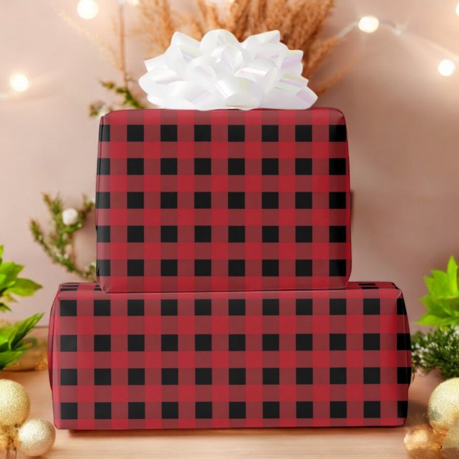 Cadeau Rouge Buffalo Plaid Vacances Papier d'emballage de (Créateur téléchargé)