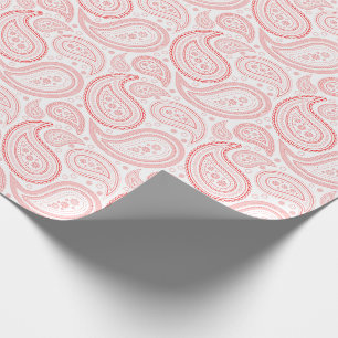 Cadeau Rouge de Paisley sur le papier d'emballage blanc