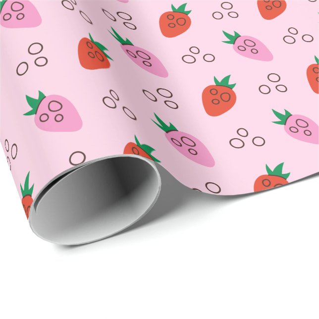 Cadeau Rouleau à papier à Motif à fraise élégant (Coin rond)