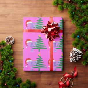 Cadeau Rouleau de papier à envelopper rose Chrismukkah