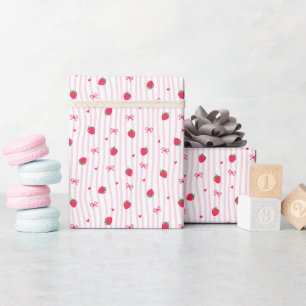Cadeau Rouleau de papier d'emballage à motif de fraise ro