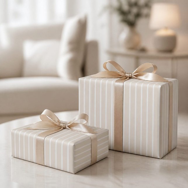 Cadeau Rouleau de papier d'emballage rayé beige clair mod (Créateur téléchargé)