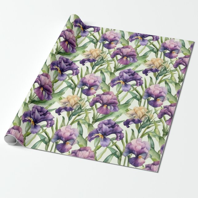 Cadeau Rouleau de papier d'enveloppement de Iris à l'aqua (Déroulé)