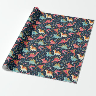 Cadeau Rouleau de papier enveloppant de dinosaure de Noël