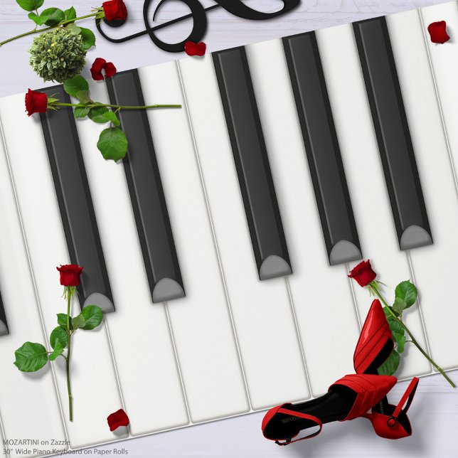 Cadeau Rouleau de papier géant clavier de piano (fond bla (A big paper piano keyboard that is 30 in. tall and 6 ft. - 60 ft. long for crafts and decorating)