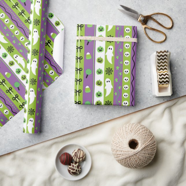 Cadeau Rouleau de papier Motif d'Halloween violet vert (Artisanat)