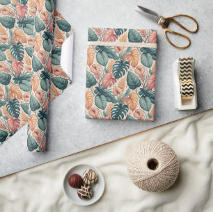 Cadeau Rouleau de papier Motif Feuille Tropical Moderne