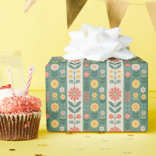 Cadeau Rouleau papier Motif d'enrobage de bandes folk