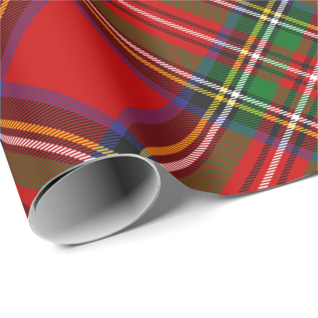 Cadeau Royal Stewart Tartan Papier à enveloppement pivoté (Coin rond)