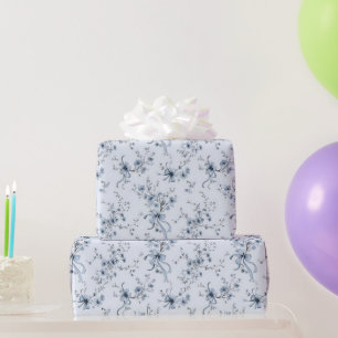 Cadeau Ruban Bleu et Nœuds Papier Toile Coquette Motif 