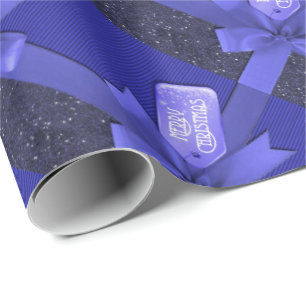Cadeau Ruban bleu Joyeux papier d'enveloppement de Noël