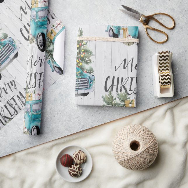 Cadeau Rustic Farmhouse Truck Papier d'enveloppement de N (Artisanat)