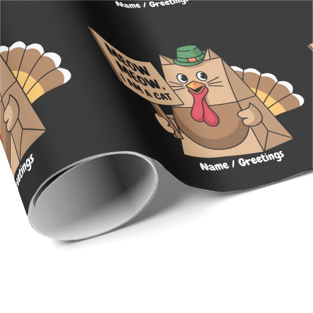 Cadeau Sac en papier dinde Miaou Funny Thanksgiving Chat  (Coin rond)