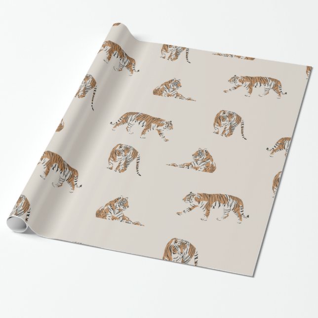Cadeau safari de tigre sauvage une jungle papier d'emball (Déroulé)
