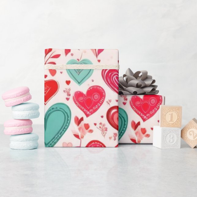 Cadeau Saint Valentin coeur rouge Envelopper papier (Baby Shower)