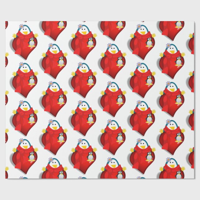 Cadeau Saint-Valentin Enveloppement papier Coeurs de ping (Plat)