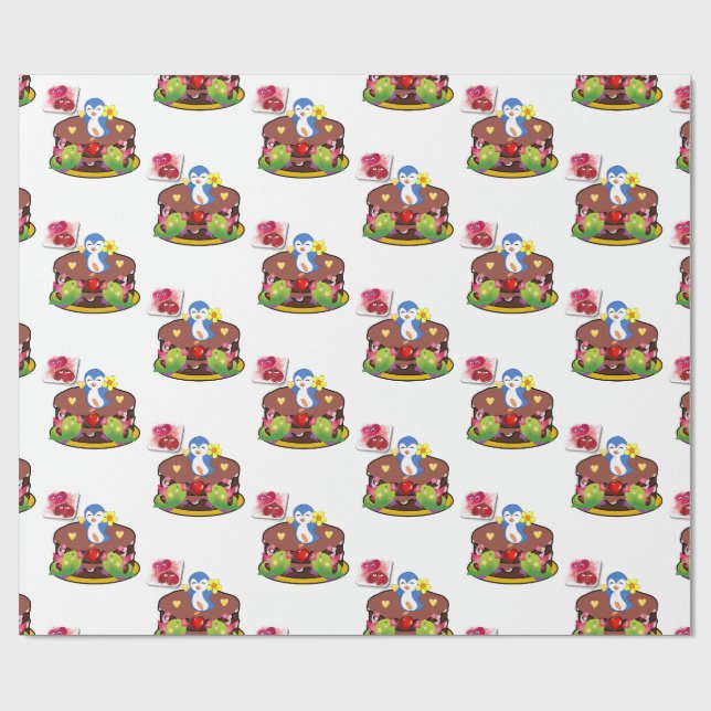Cadeau Saint-Valentin Enveloppement papier Coeurs de ping (Plat)