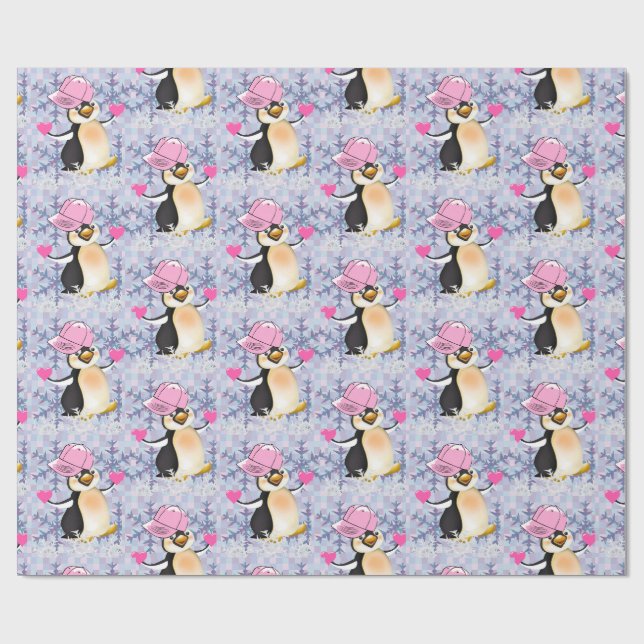 Cadeau Saint-Valentin Enveloppement papier Coeurs de ping (Plat)