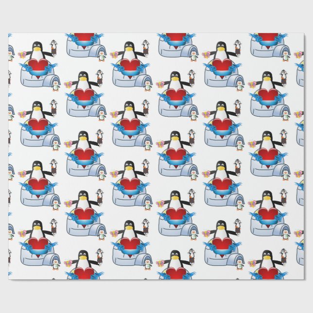Cadeau Saint-Valentin Enveloppement papier Coeurs de ping (Plat)