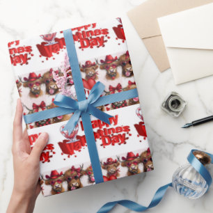 Cadeau Saint-Valentin Enveloppement Papier Vache Coeurs r