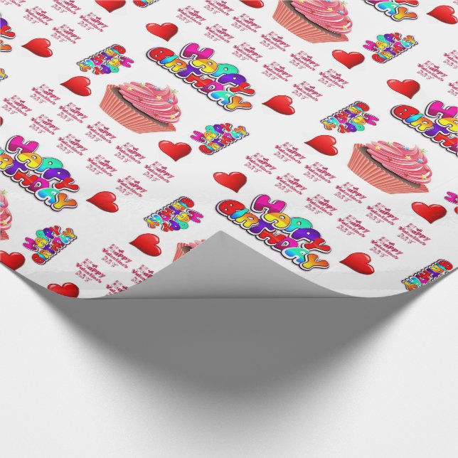 Cadeau Saint Valentin Envelopper le papier Joyeux anniver (Coin)
