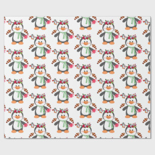 Cadeau Saint-Valentin Envelopper le papier Penguin Poisso