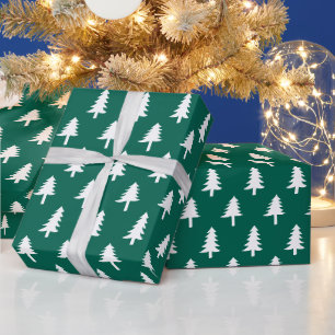 Cadeau Sapins de Noël   Papier d'emballage de fête en ver