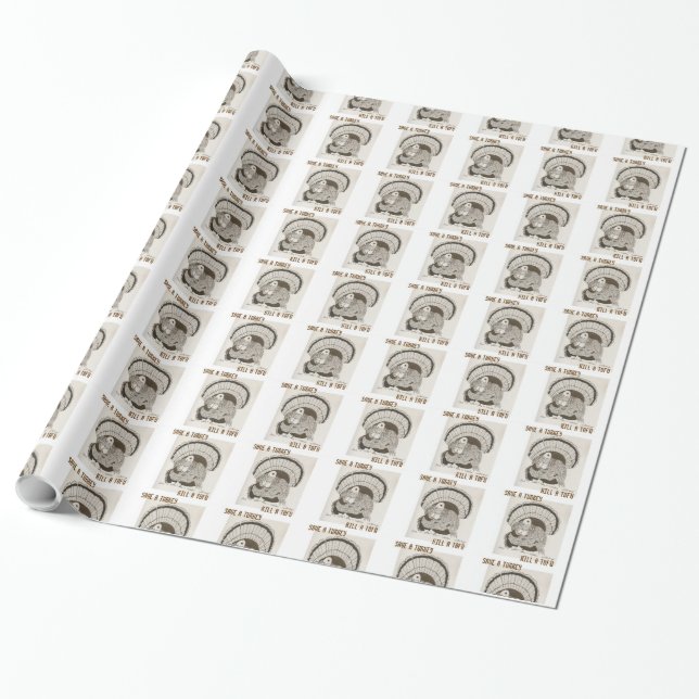 Cadeau "Sauvez une dinde, tuez un tofu" Papier d'emballag (Déroulé)