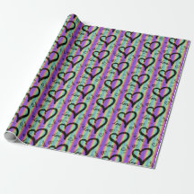 Scribble Love Xoxo Heart Stripe Wrappe Papier