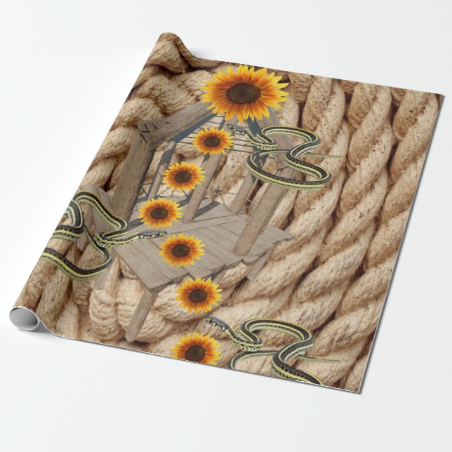 Cadeau Serpents de corde de tournesol Papier d'enveloppem (Déroulé)