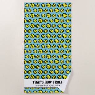Cadeau serviette de plage motif balle de tennis ja