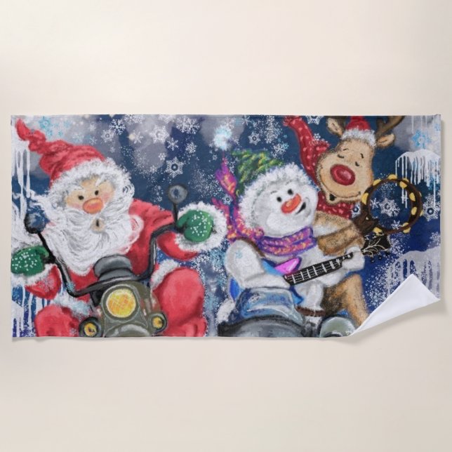 Cadeau Serviette de Plage Noël Amis - Drôle (Devant)
