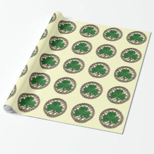 Cadeau Shamrock Beige Sur Papier Céltic À Enveloppement D