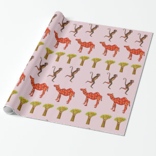 Cadeau Singes Camels Cute Enveloppement Papier Enfants