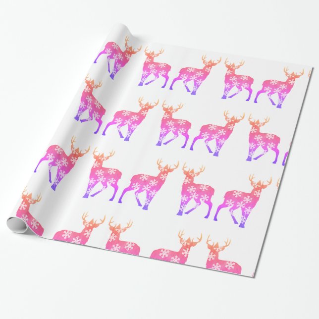 Cadeau Snowflakes de cerfs Vacances d'hiver Papier d'enve (Déroulé)